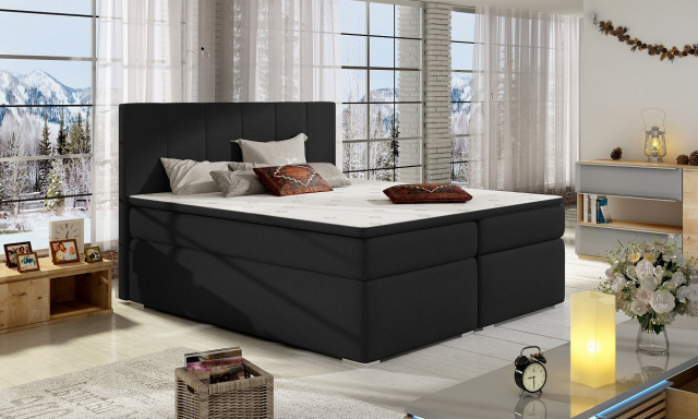 Moderní box spring postel Brano 180x200, černá
