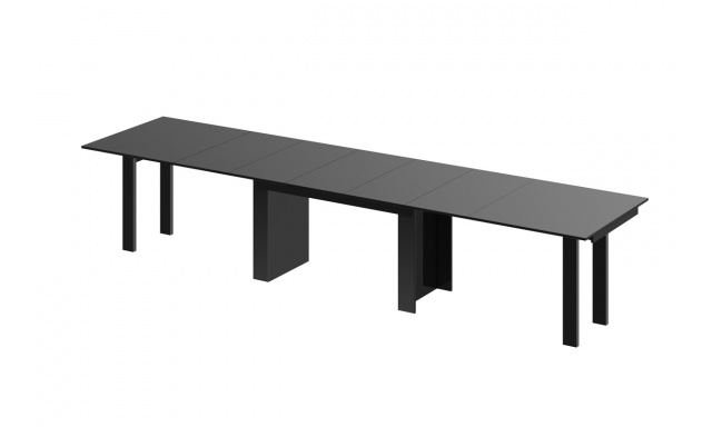 Jídelní stůl Margo- rozklad od 170 cm do 410 cm, deska černý mat/ nohy černý lesk