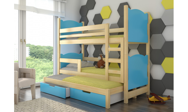 Patrová dětská postel Maruška, borovice/modrá