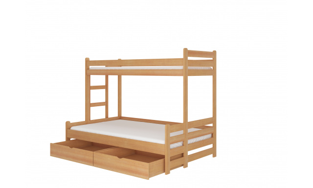 Patrová postel pro 3 děti Blanka, 200x90cm, buk