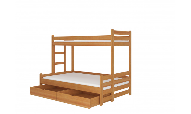 Patrová postel pro 3 děti Blanka, 200x90cm, olše
