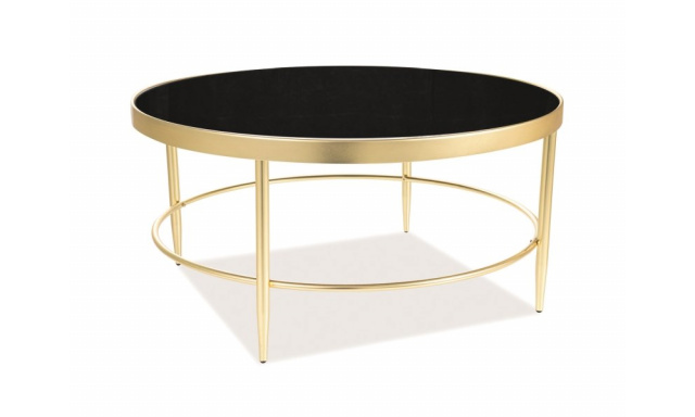 Kulatý konferenční stůl Sego368, černý/zlatý, 82cm