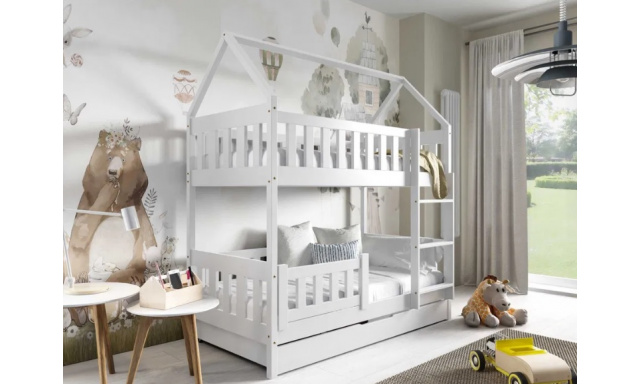 Patrová dětská postel Zion 160x80 Domeček, bílá