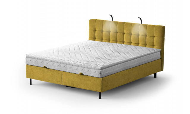 Čalouněná postel Monet 140 x 200, žlutá Aston