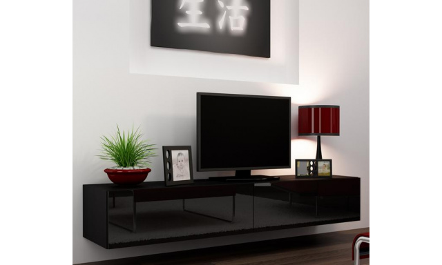 Moderní televizní stolek Igore 180, černá/černý lesk