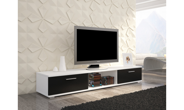 Moderní TV stolek Stark, bílá/černý mat