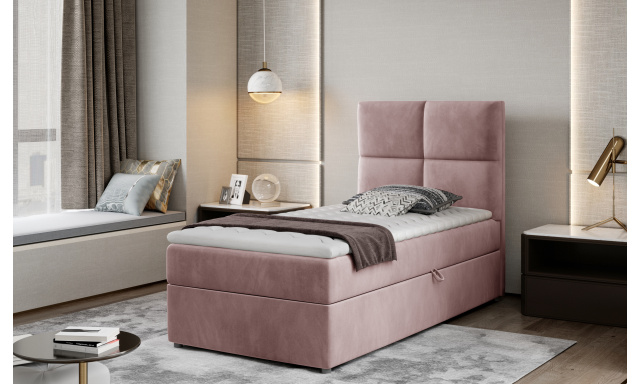Moderní box spring postel Garda 90x200, růžová Monolith