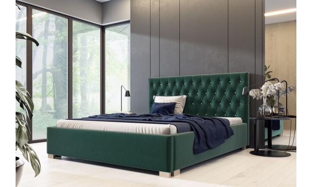 Čalouněná postel Vesemir 160x200cm, zelená Riviera