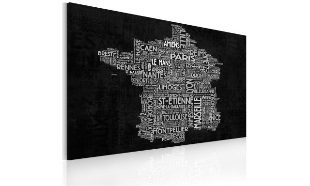 Obraz - Text map of France on the blackboard