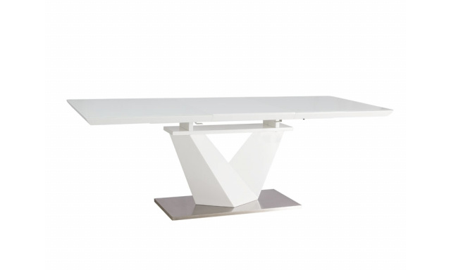 Luxusní jídelní stůl Sego142, bílý/bílý lakovaný, 160-220x90cm