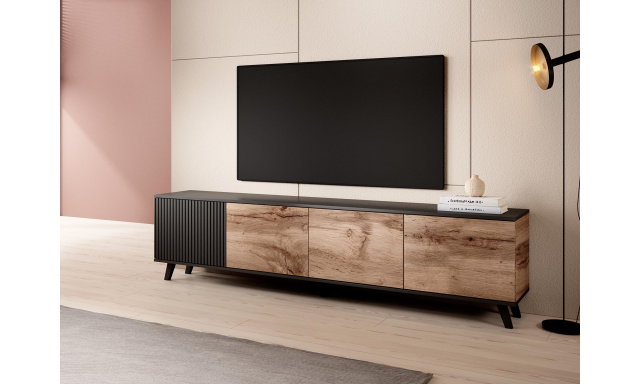 Moderní TV stolek Hema142, wotan/černá (200cm)