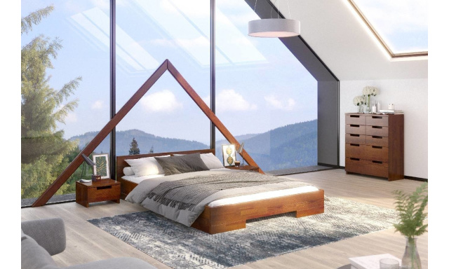 Luxusní postel Scando z borovicových hranolů, 180x200cm, ořech
