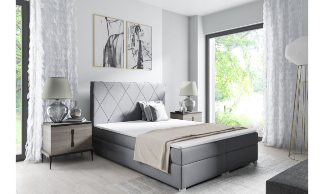 Čalouněná postel Melinda 160x200cm, šedá Soro