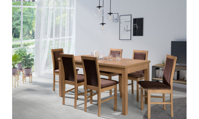 Moderní rozkládací jídelní set Viola (stůl + 6x židle)