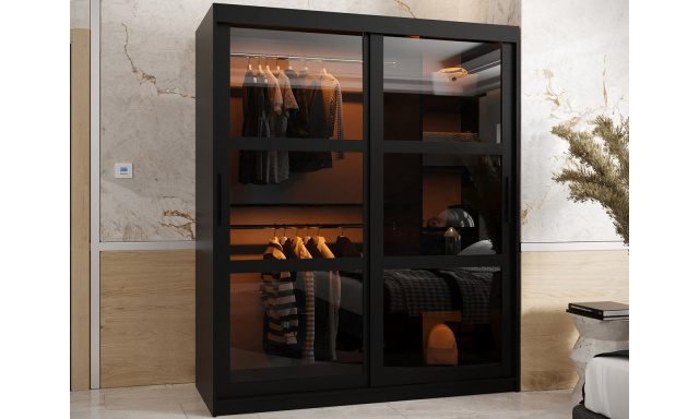 Designová šatní skříň Diadora 150cm, černá